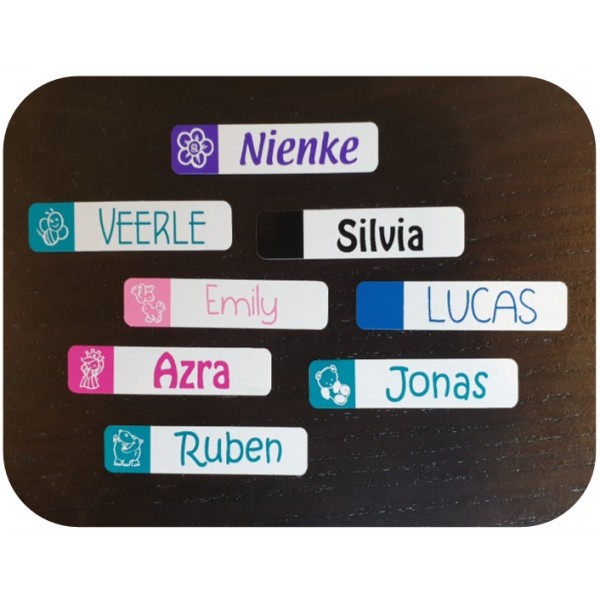 retort niemand bladeren Very Trendy Small Name Labels Partly Reversed Sticky Labels LABEL&CO