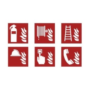 Fire safety icon labels